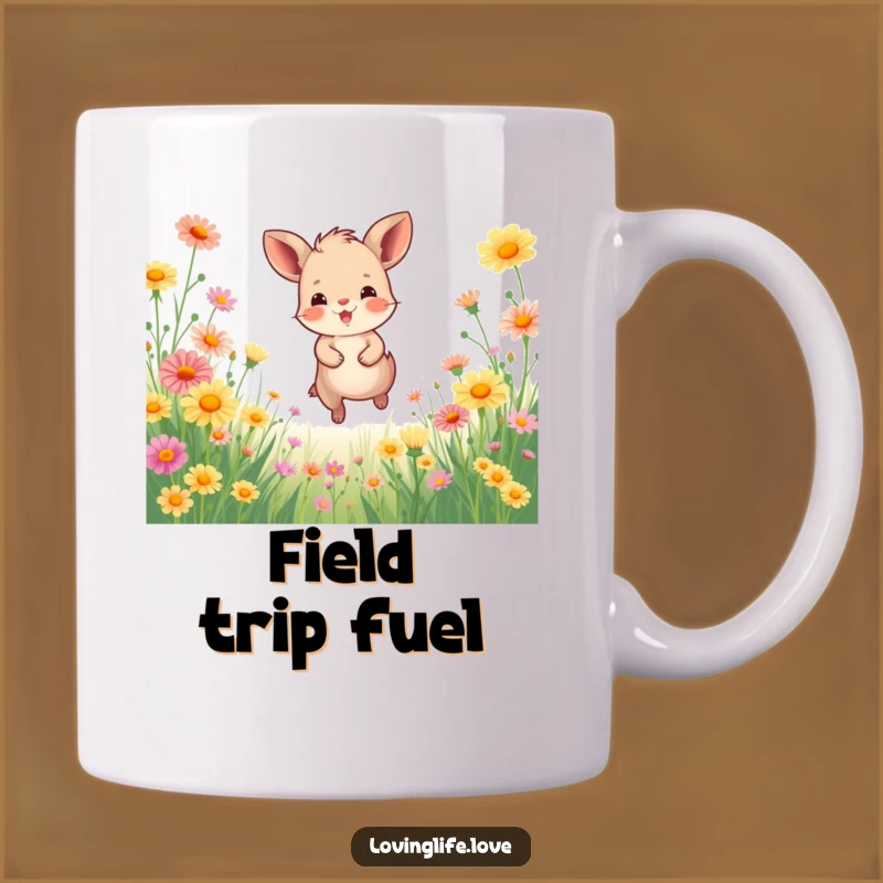 Funny Wildflower Animal Mug: Joyful Bounding, Perfect Humorous Nature Gift