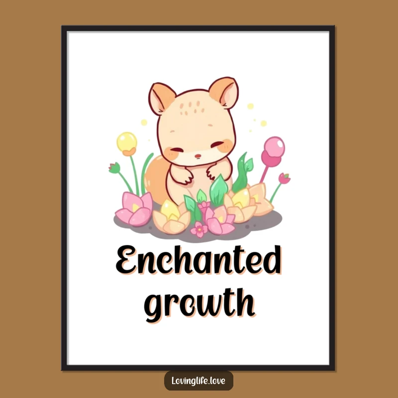 Funny Garden Animal Digital Art: Instant Download of Curious Botanical Art