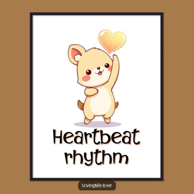 Funny Dancing Heart Animal Digital Art: Instant Download of Playful Love Art