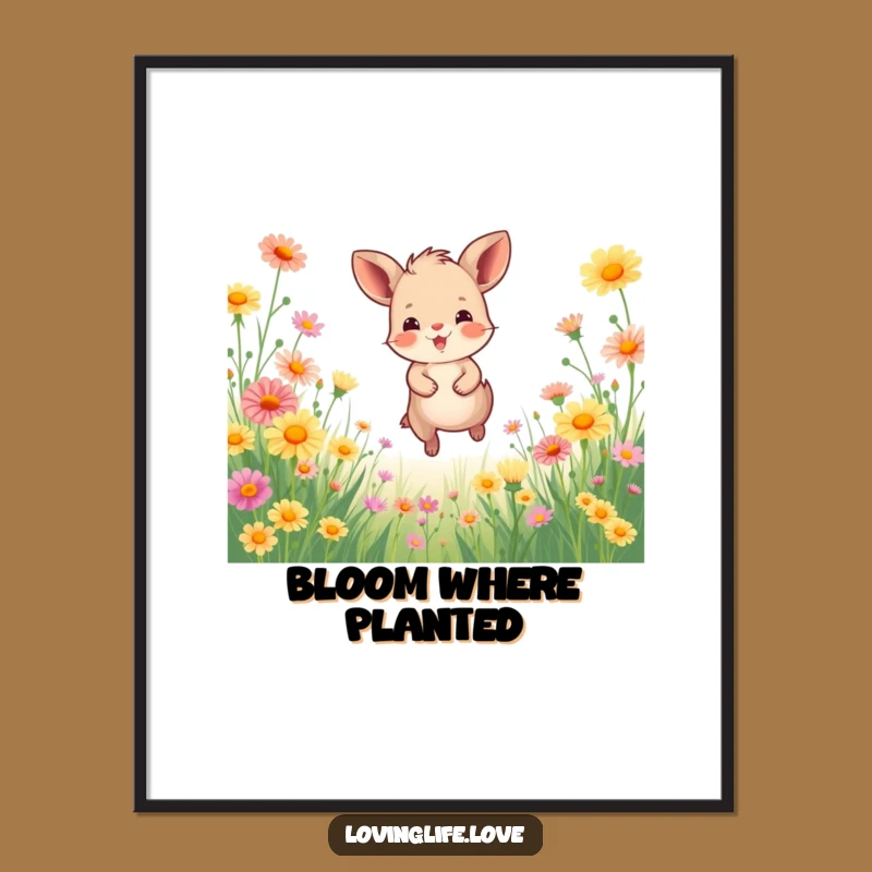 Funny Wildflower Animal Poster: Bring Joyful Nature Art Home as a Humorous Gift