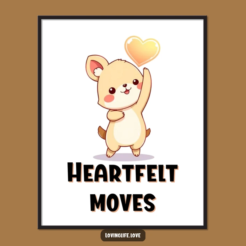 Funny Dancing Heart Animal Poster: Vibrant Art for Walls, Humorous Love Gift