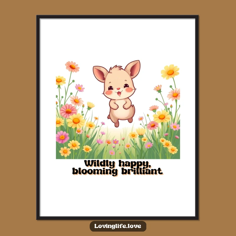 Free Printable Wall Art: Joyful Animal, Wildflower Meadow, Humorous Downloadable Decor