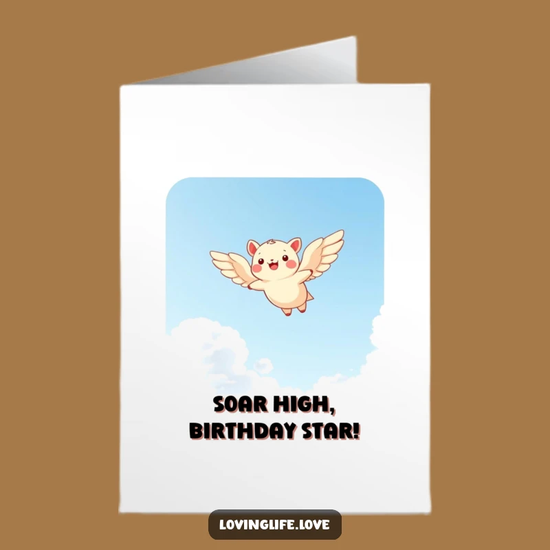 Free Printable Birthday Card: Funny Flying Animal Soars for a Joyful Celebration