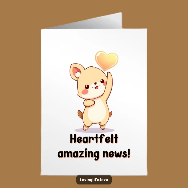 Free Printable Congrats Card: Dancing Heart Animal, Downloadable Gift for Big Wins