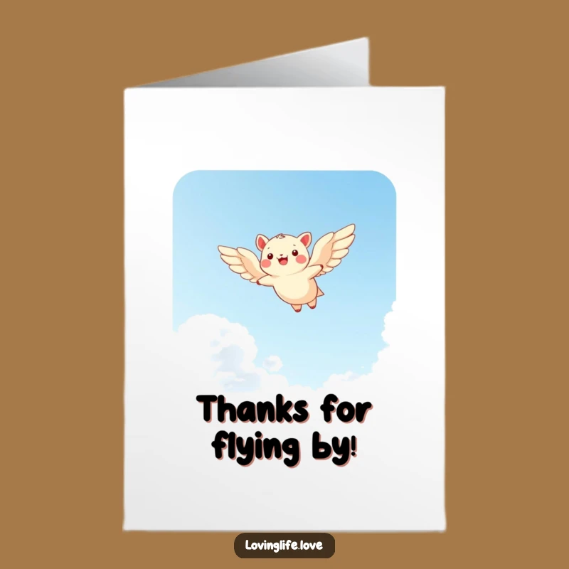 Free Printable Thank You Card: Funny Flying Animal Delivers Gratitude with a Smile